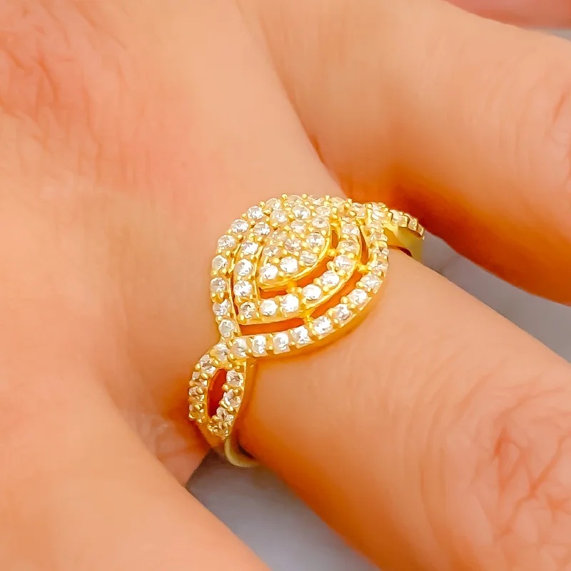 Traditional Timeless Marquise 22k Gold CZ Ring