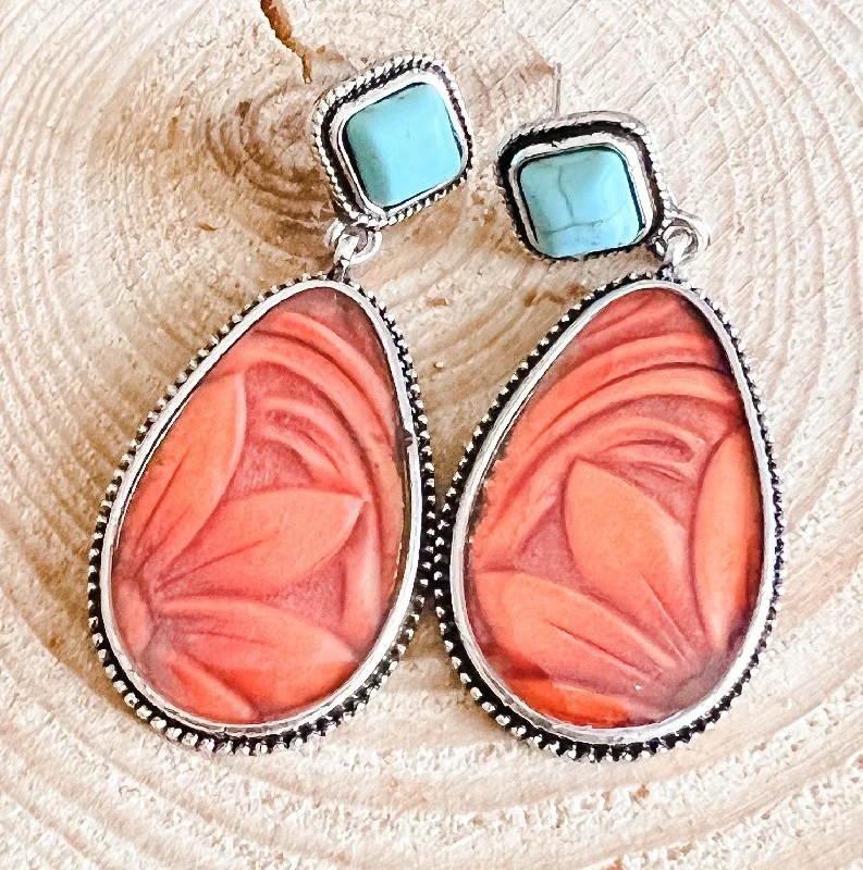 Stylish Drop Earrings-Beautiful Turquoise and Resin Earrings