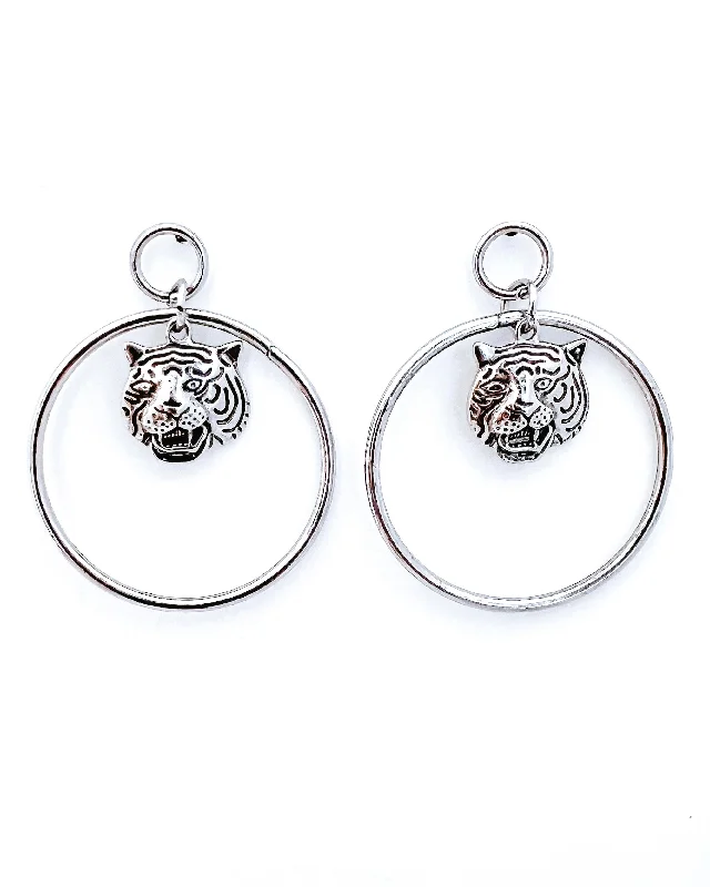 Silver Plated Earrings-Evans Tiger Stud Earrings