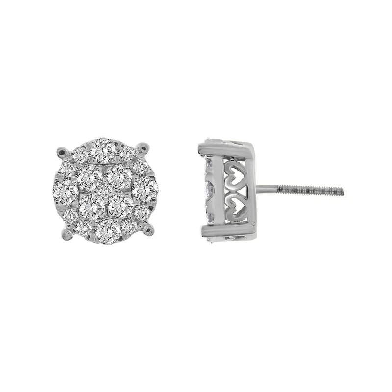 Simple Crystal Earrings-LADIES STUD EARRINGS 2.00CT ROUND DIAMOND 10K WHITE GOLD