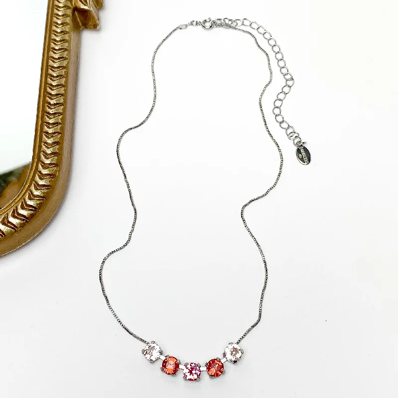 Sorrelli | Shaughna Tennis Necklace in Palladium Silver Tone and First Kiss