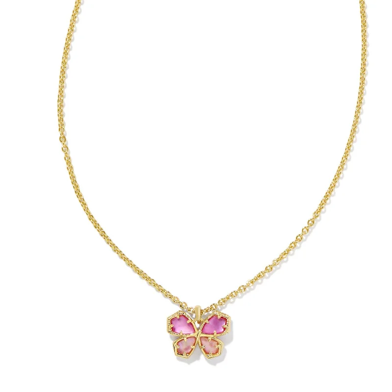 Kendra Scott | Mae Gold Butterfly Short Pendant Necklace in Azalea Illusion