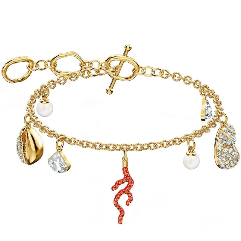 Swarovski Women's Bracelet - Shell Coral Yellow Gold Twisted Chain | 5520673