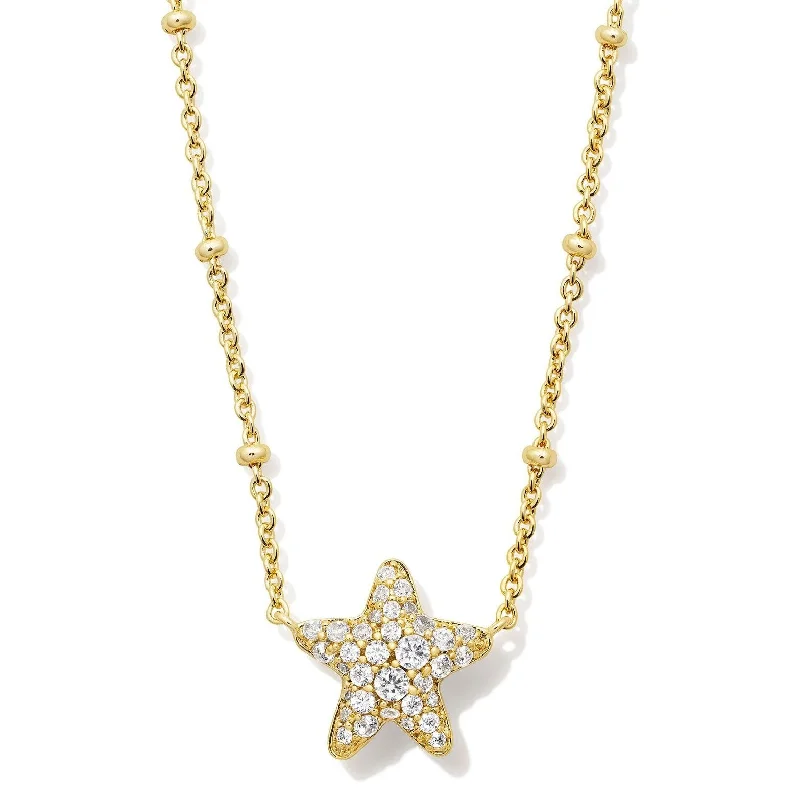 Kendra Scott | Jae Gold Star Pave Pendant Necklace in White Crystal