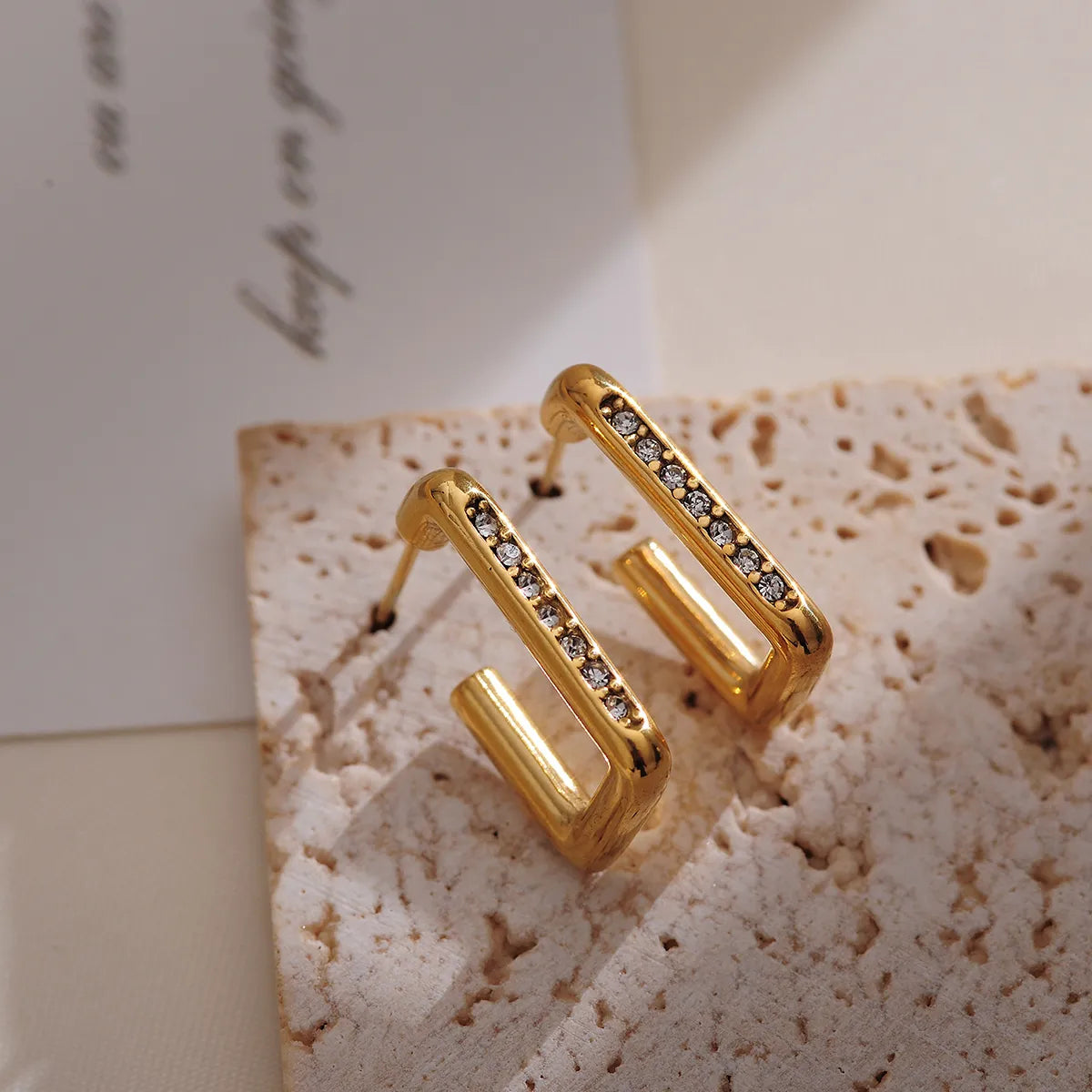 1 Pair Elegant Luxurious Simple Style Solid Color Plating Inlay Stainless Steel Zircon 18k Gold Plated Ear Studs