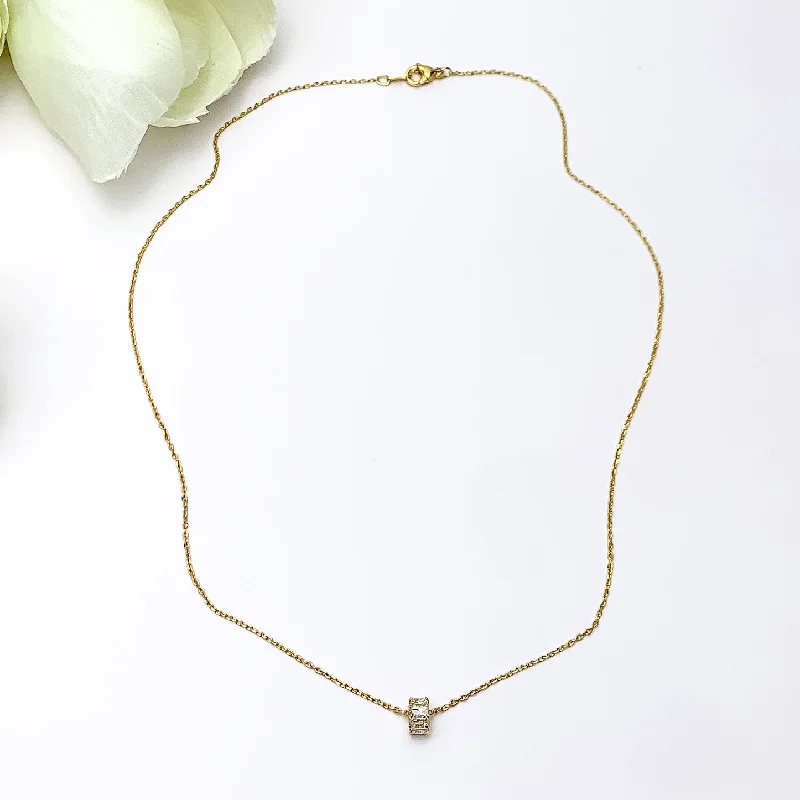 Gold Dipped Necklace With Clear Crystal Circle Charm