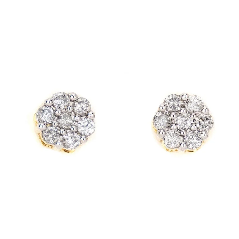 Elegant Drop Stud Earrings-0.35CT Gold Diamond Small Cluster Earrings