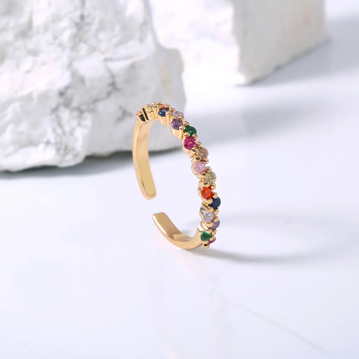 Colorful Stars Constellation Adjustable Opening Rainbow Zircon Ring Accessories