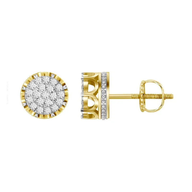 Pear Shaped Earrings-LADIES STUD EARRINGS 0.50CT ROUND DIAMOND 10K YELLOW GOLD