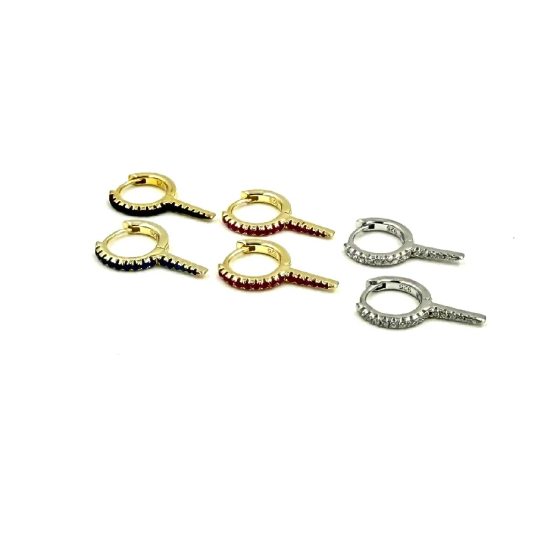 Colored Hoop Earrings-Ashley Gold Sterling Silver CZ Spike Design Hoop Earrings