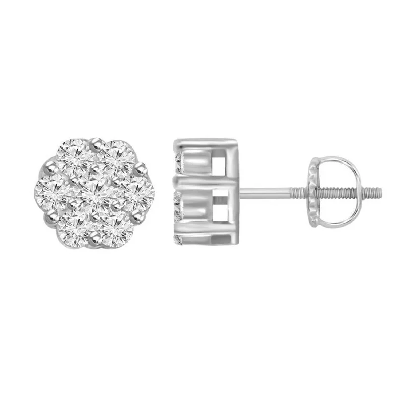 Multi-Colored Earrings-LADIES  EARRINGS 0.15CT ROUND DIAMOND 14K WHITE GOLD