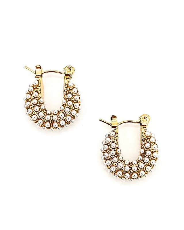 Trendy Ear Hoops-Elias Pearl Huggie Earring