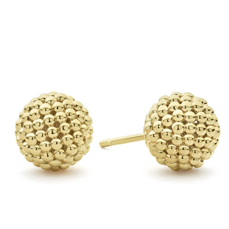 Custom Earrings for Gift-Caviar Gold Beaded 18K Gold Stud Earrings