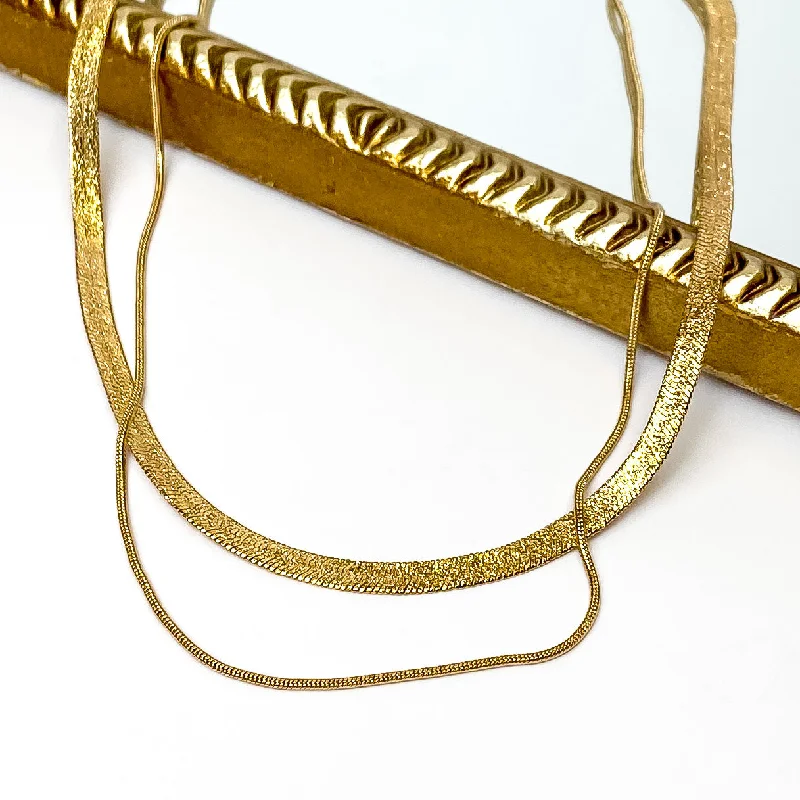 Layered Chain Necklace in Gold Tone