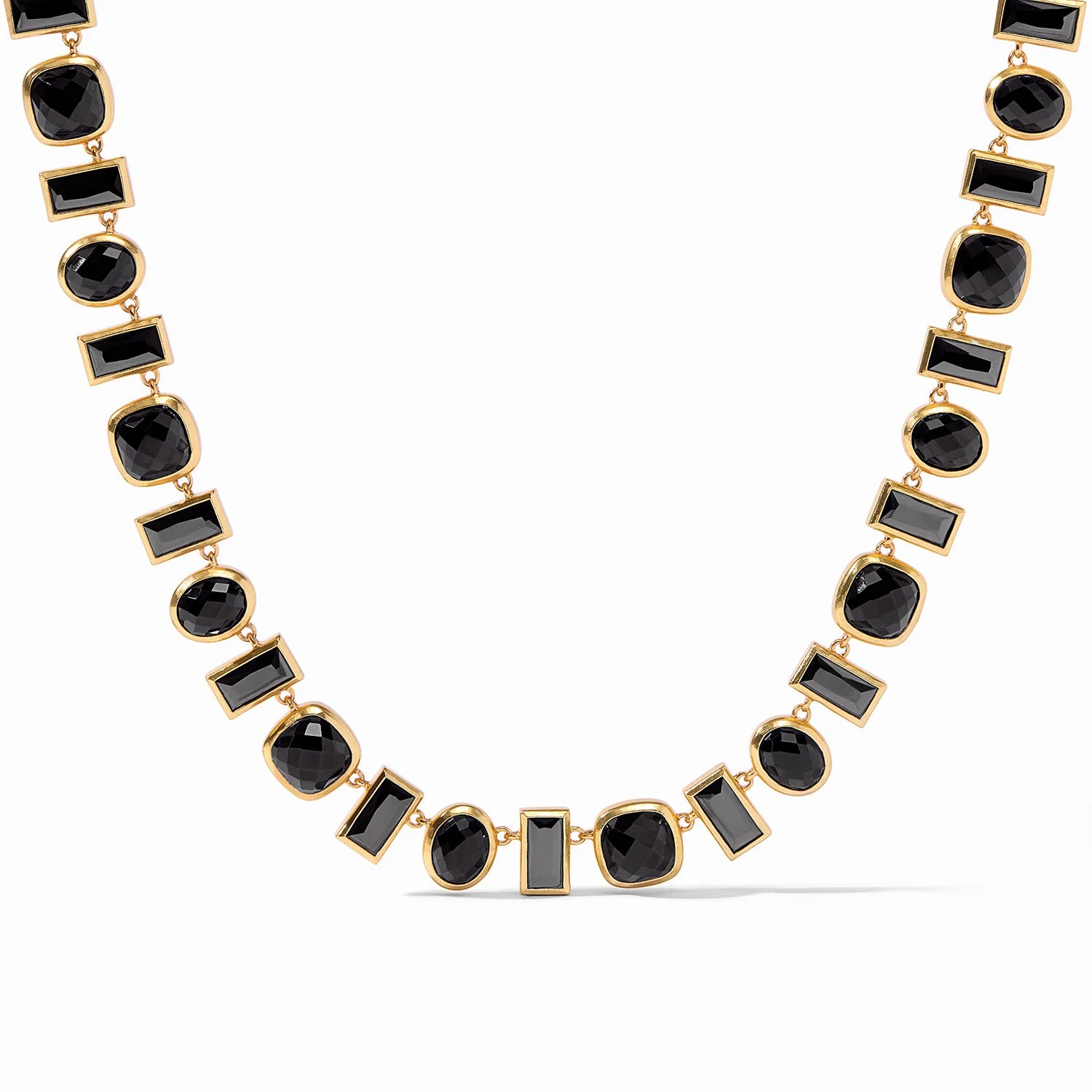 Julie Vos | Antonia Tennis Necklace with Iridescent Obsidian Black in Gold