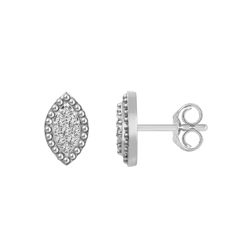 High-End Earrings-LADIES EARRINGS 0.20CT ROUND DIAMOND 14K WHITE GOLD