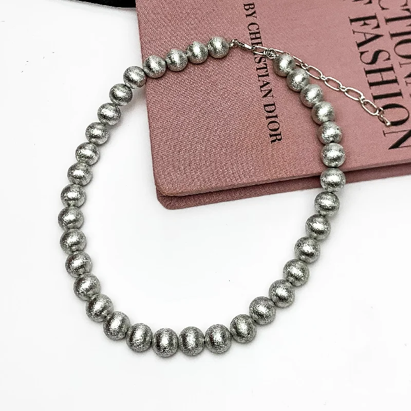 Small Silver Tone Beaded Necklace