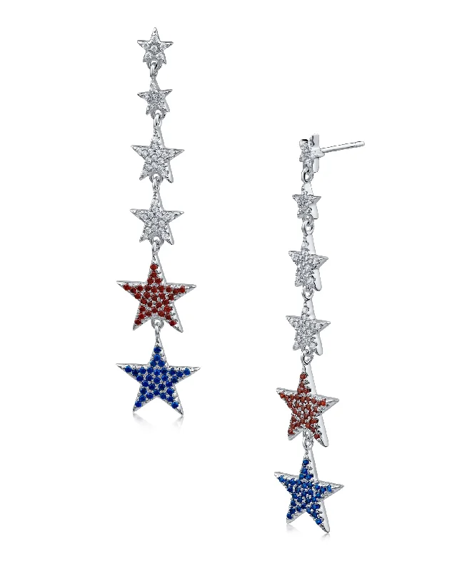 Crystal Drop Earrings-Pave Start Drop Earrings