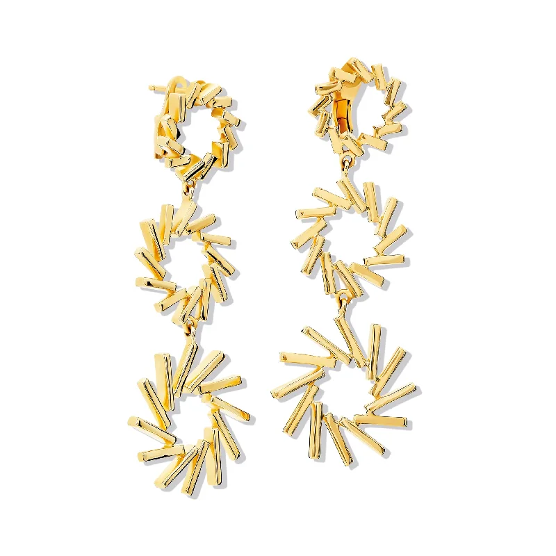 Sassy Ear Climbers-Zellije Triple Earrings Yellow Gold