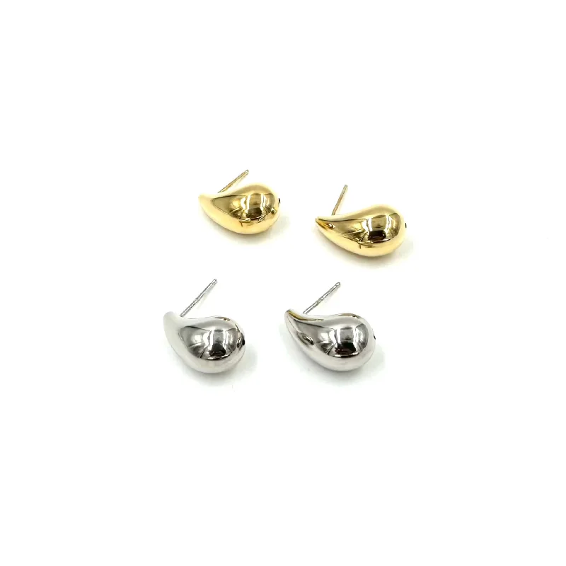 Fashion Pearl Earrings-Ashley Gold Sterling Silver Tear Drop Stud Earrings