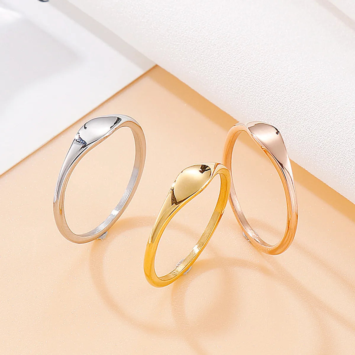 Simple Style Geometric Titanium Steel Plating Rings