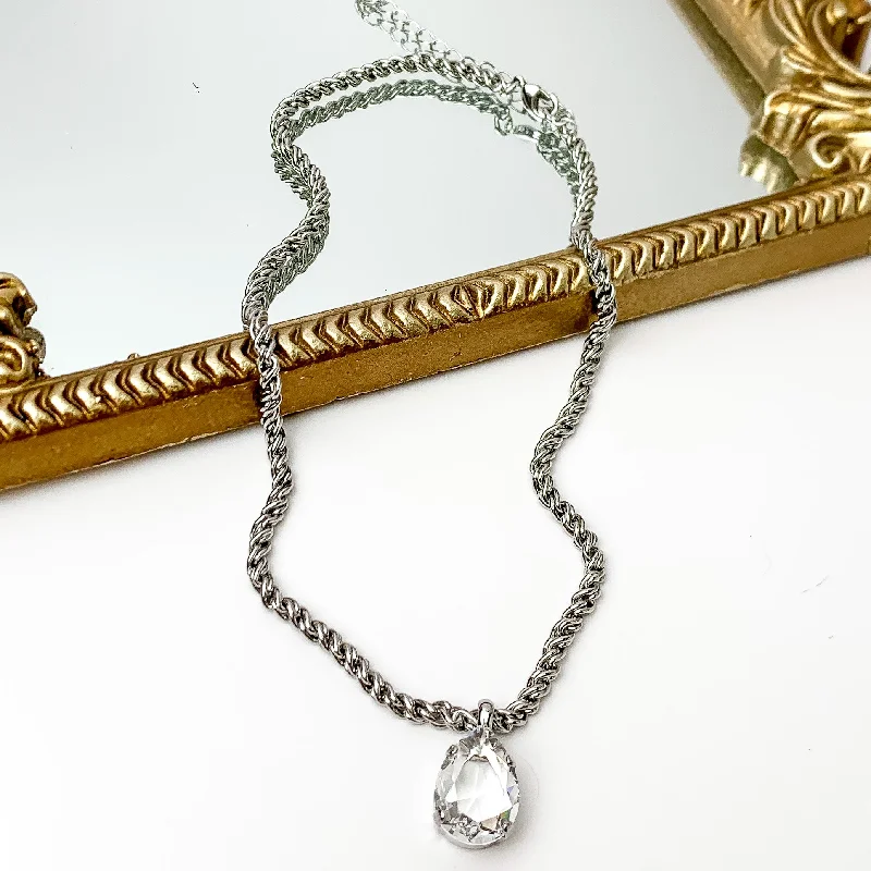 Sorrelli | Eileen Pendant Necklace in Palladium Silver Tone and Clear Crystal