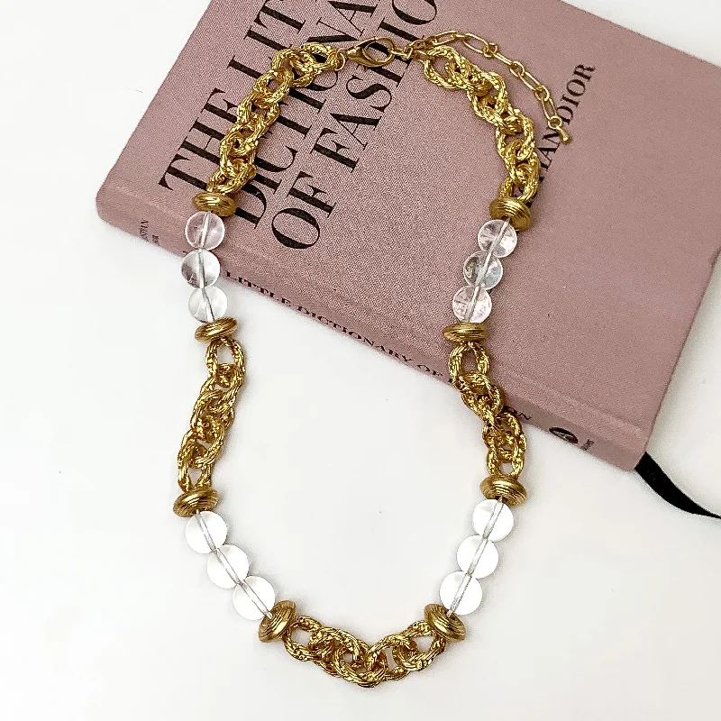 Better Than The Classic Clear Beaded and Gold Tone Chain Necklace