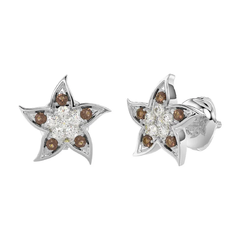 Cool Cuff Earrings-LADIES EARRINGS 0.16CT ROUND DIAMOND 14K WHITE GOLD