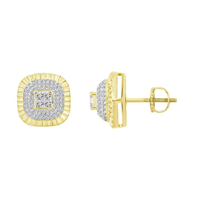 Elegant Diamond Earrings-LADIES STUD EARRINGS 0.50CT ROUND DIAMOND 10K YELLOW GOLD