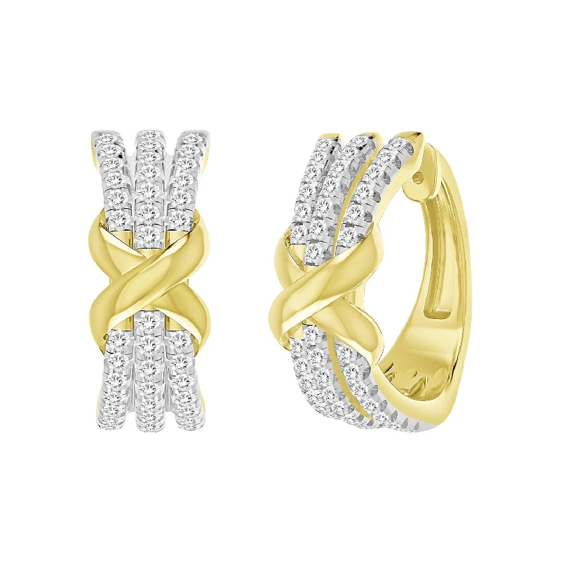 Party Earrings-LADIES EARRINGS 0.33CT ROUND DIAMOND 14K YELLOW GOLD