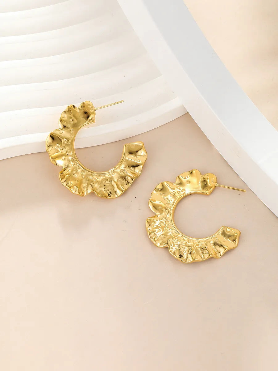 1 Pair Simple Style C Shape Solid Color Plating Stainless Steel 18k Gold Plated Ear Studs