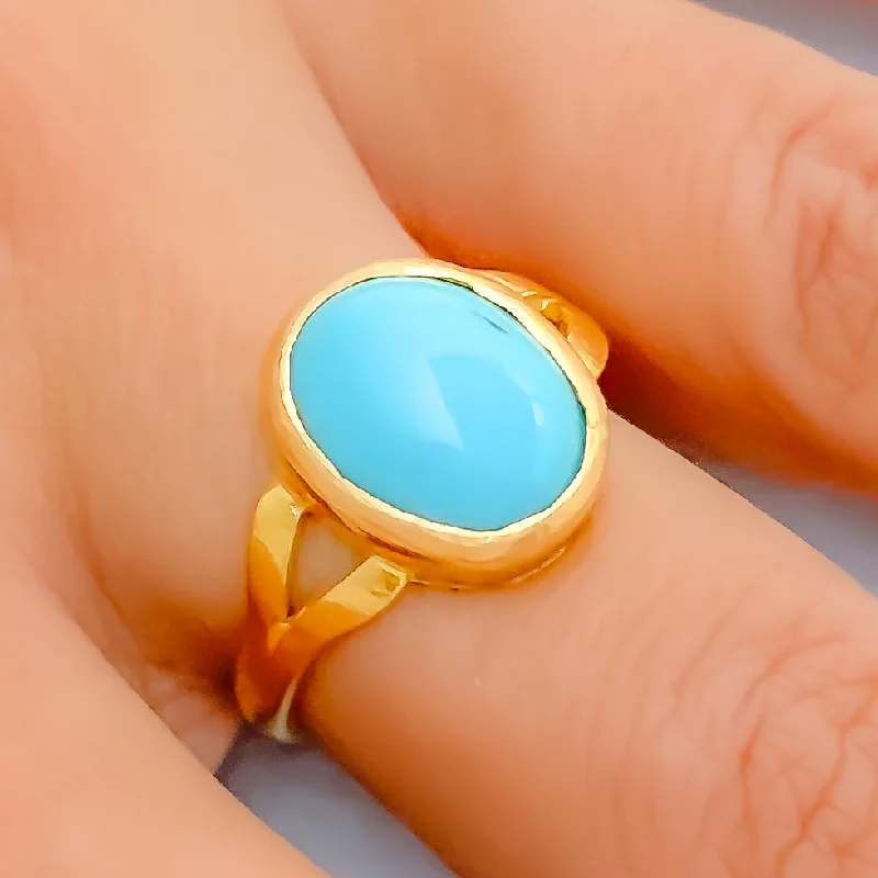 Classic 22K Gold 3.5CT Turquoise Ring