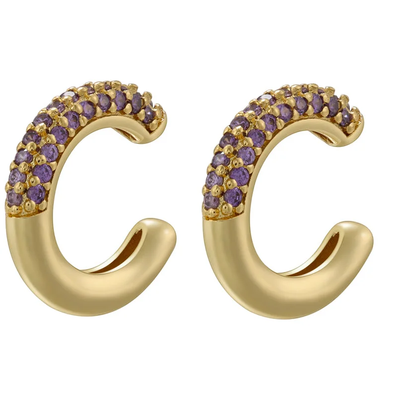 Gold Purple Diamond 1 Pair