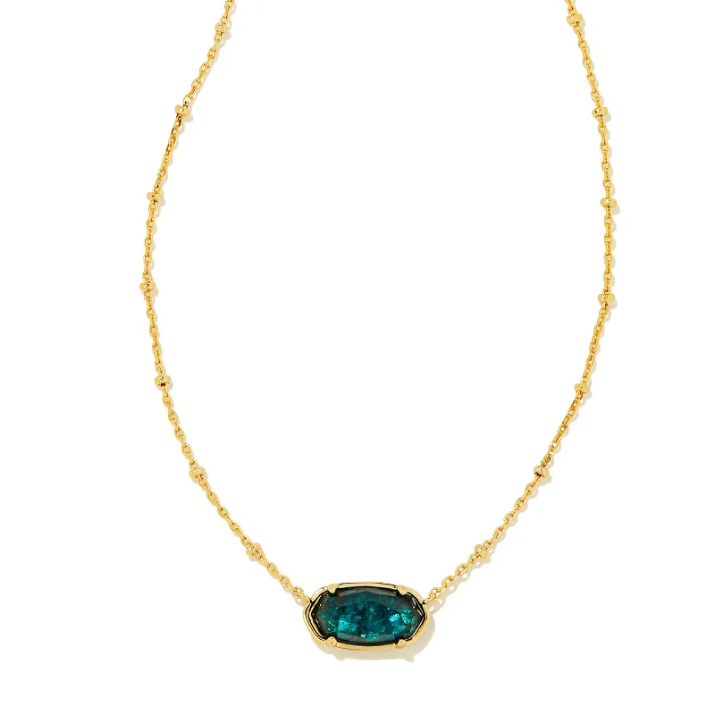 Kendra Scott | Faceted Elisa Short Pendant Necklace Gold Dark Teal Mica