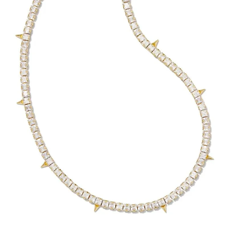 Kendra Scott | Jacqueline Gold Tennis Necklace in White Crystal