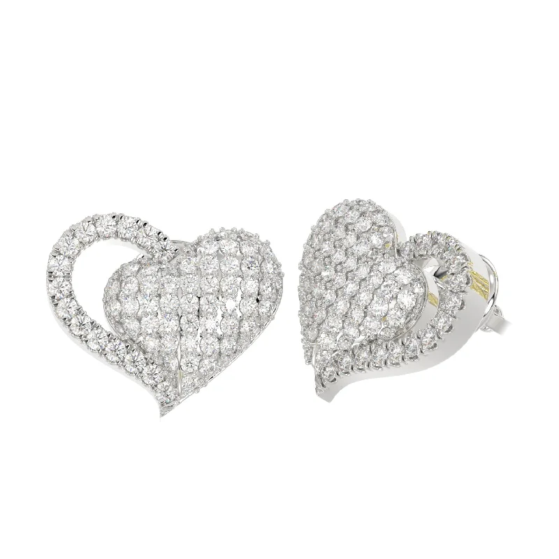 Rhinestone Stud Earrings-LADIES  EARRINGS 0.75CT ROUND DIAMOND 14K WHITE GOLD