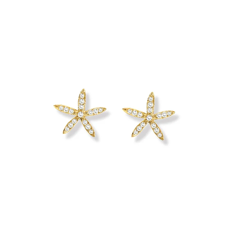 Triangular Earrings-Estrela do Mar Medium Earrings Yellow Gold - Diamond Pavé