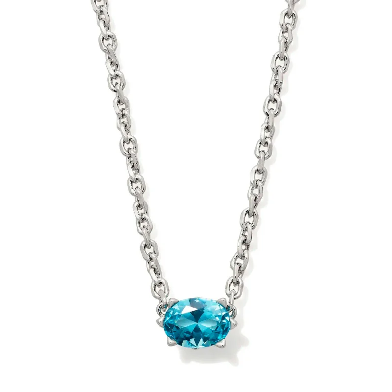 Kendra Scott | Cailin Silver Pendant Necklace in Aqua Crystal