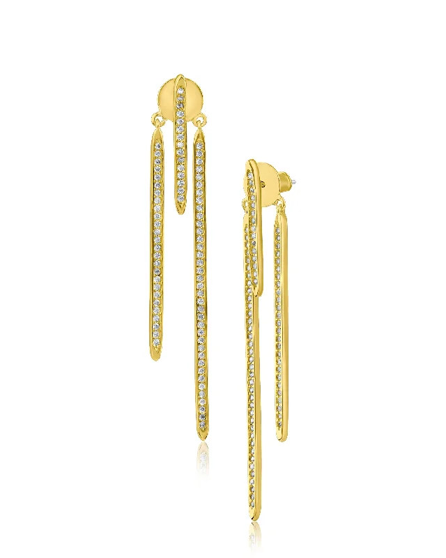 Classic Gold Earrings-Triple Bar Earrings