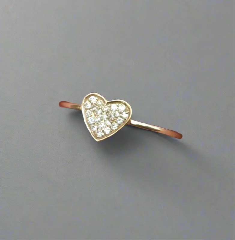 Kathryn Dainty Pave Heart Ring