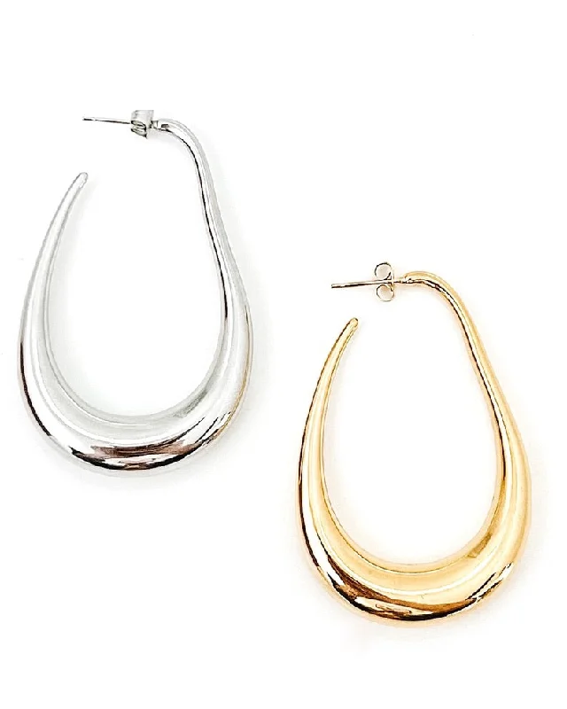 Classic Silver Earrings-Edfina Large Hoop Earrings || Choose Color