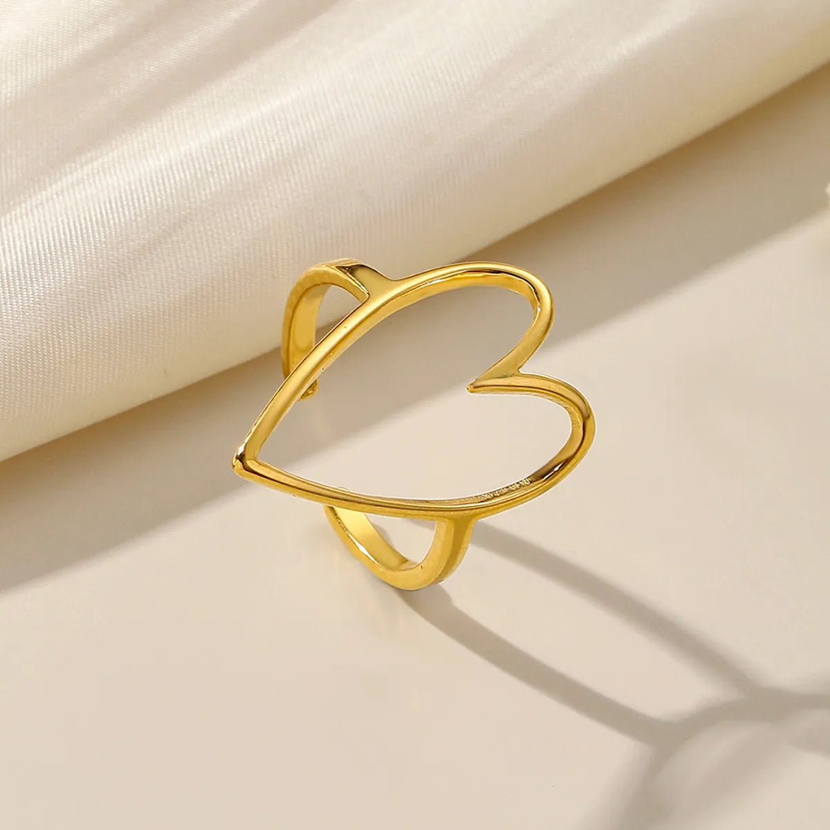 Romantic Simple Style Heart Shape Stainless Steel Plating Carving Open Rings