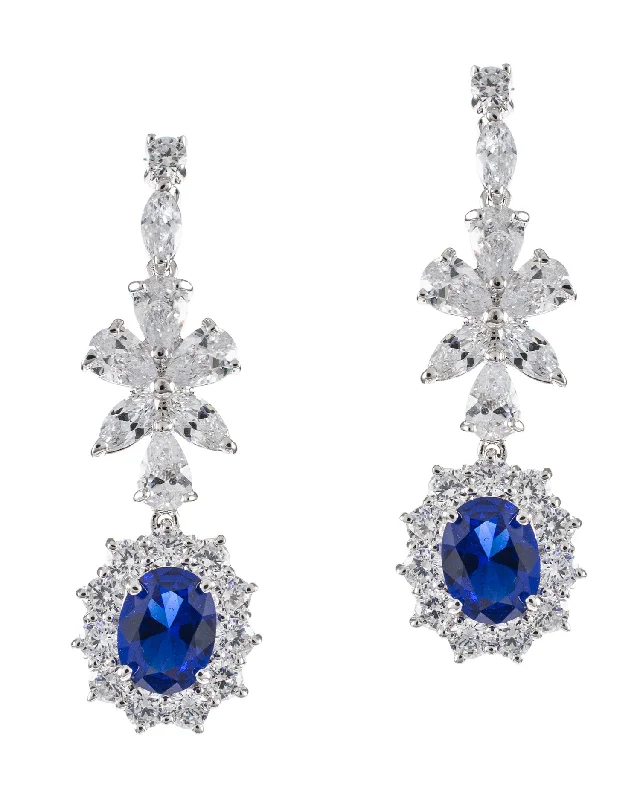 Fancy Drop Earrings-Oval CZ Drop Earrings