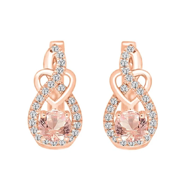 Elegant Gold Earrings-LADIES EARRINGS 1.20CT ROUND DIAMOND 10K ROSE GOLD