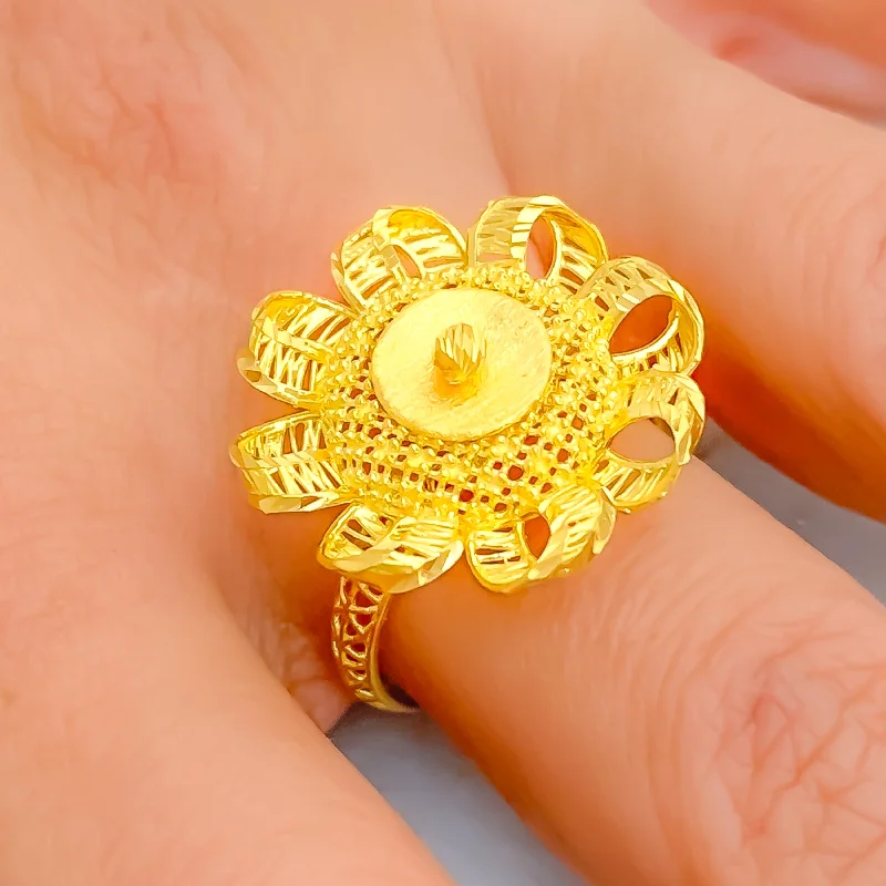 Elevated Floral 22k Gold Ring