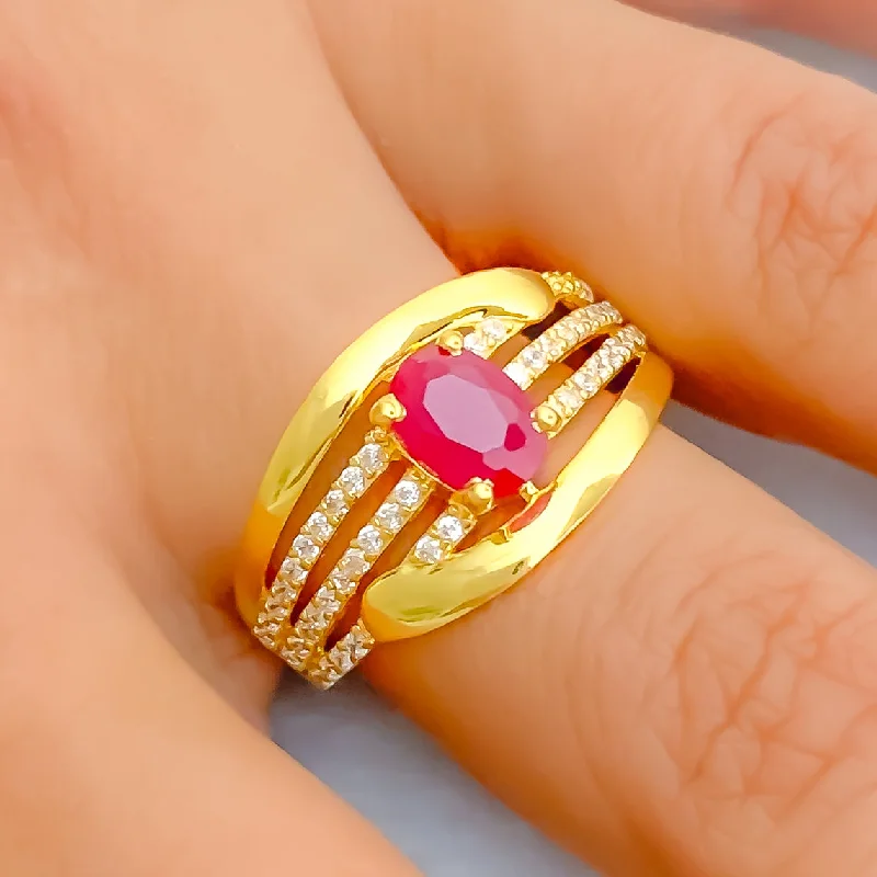 Opulent Beautiful 22k Gold CZ Statement Ring