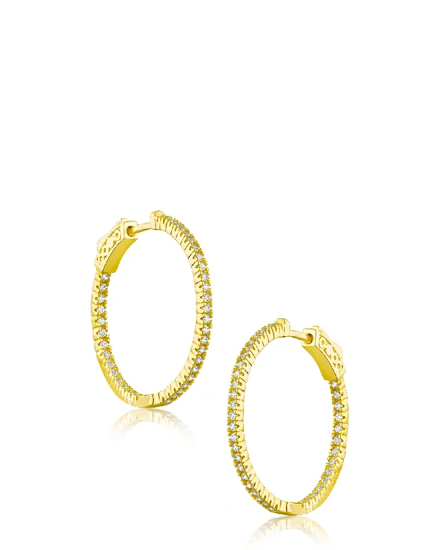 Handmade Boho Earrings-Inside Out Yellow Gold Plated Hoop Earring