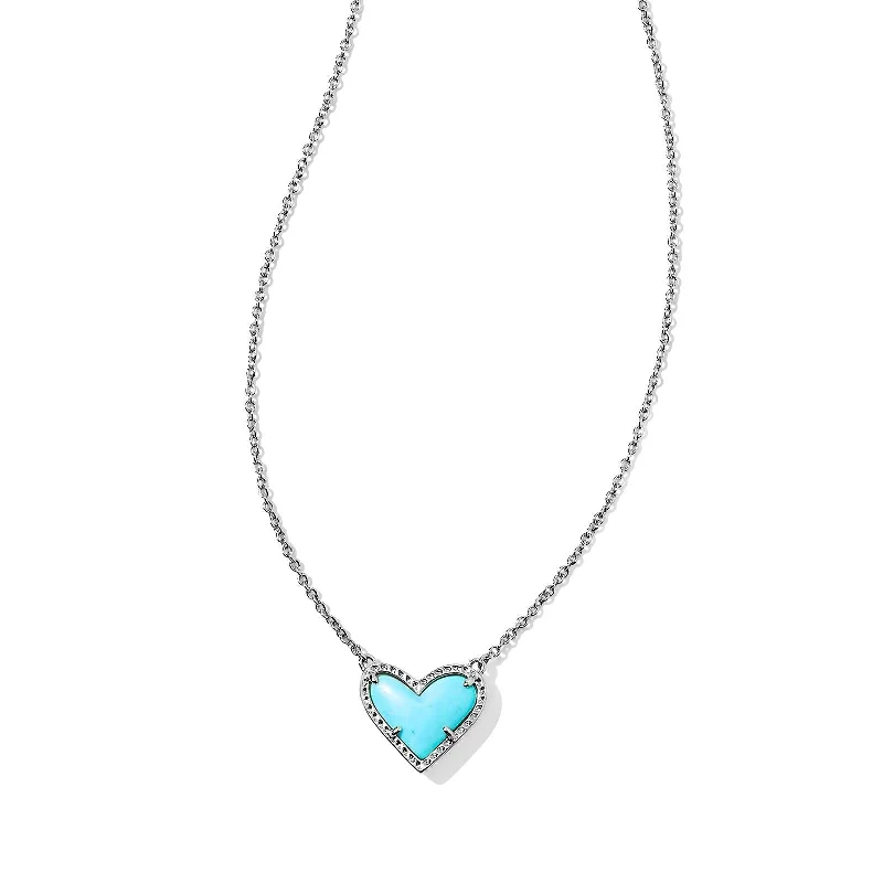 Kendra Scott | Ari Heart Silver Pendant Necklace in Variegated Turquoise Magnesite