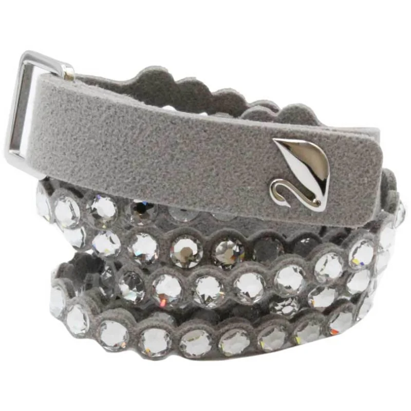 Swarovski Women's Wrap Bracelet - Power Slake Light Grey Alcantra Fabric | 5515991