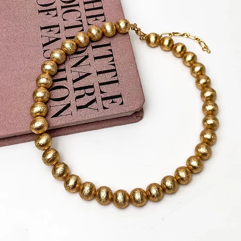 Small Gold Tone Beaded Necklace